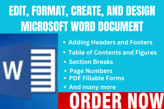 type, create, design, format, edit and fix microsoft word ms word document fast
