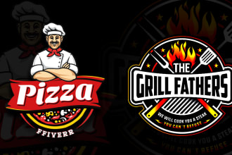 do pizza, burger, fast food truck, grill, bbq, restaurant, cafe food logo design