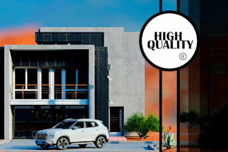 create realistic exterior 3d model and rendering