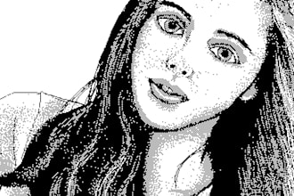 draw your portrait as 1 bit pixel art on an old mac se