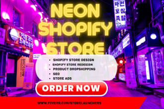 design neon website neon shopify store neon sign neon logo neon store neon light