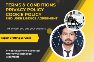 draft terms and conditions, privacy policy, cookie policy and eulas