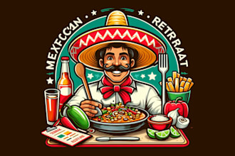 design high quality mexican food restaurant mascot logo in very short time