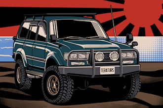 create simple cartoon 4x4 car for t shirt