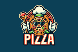 design creative pizza mascot logo design in 12 hours