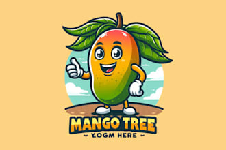design creative mango tree mascot logo  in very short time