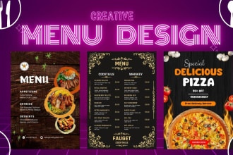design attractive food menu, restaurant menu  food flyer