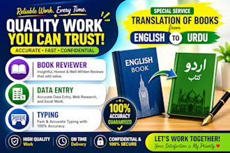provide book reviews, data entry, typing work, and translation of books