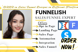 build systeme io sales funnel, framer single page design, funnelish landing page