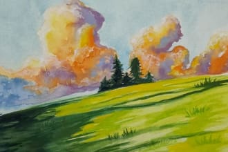 do a watercolor landscape from a reference photo
