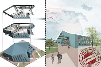 do design the pavilion, auditorium, exhibition hall