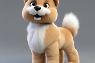 model 3d cute animal character cartoon, pixel art style 3d toy