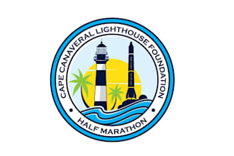 design awesome lighthouse and half marathon logo