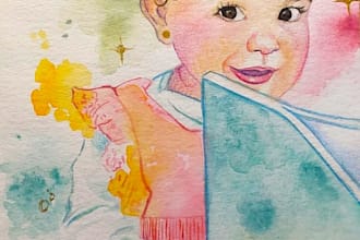paint a children portrait from a reference photo
