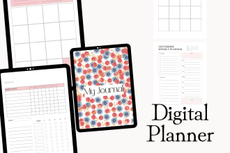 create digital journal, hyperlinked planner, editable PDF