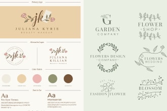 design botanical logo, floral, signature, boho, hand drawn, minimalist insignia