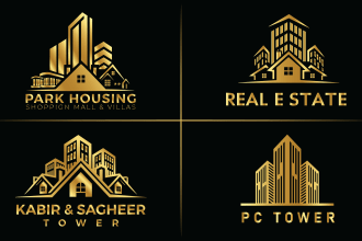 do modern construction property, commercial real estate investment logo design
