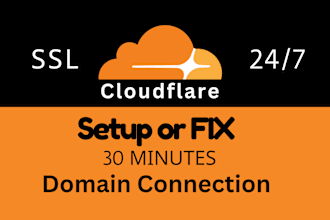 fix or setup cloudflare, cdn, ssl, dns and connect domain to your website