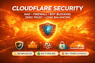 configure cloudflare security, firewall waf rules and bot protection