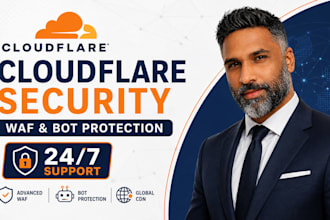 configure cloudflare security, waf firewall rules and bot protection