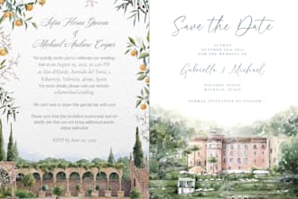 design wedding invitation with a venue illustration