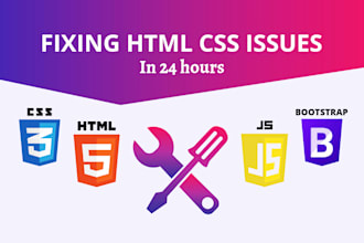 fix HTML CSS issues, fix responsive issues in 24 hours