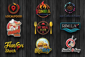 create minimalist food restaurant BBQ coffee and bakery logo design