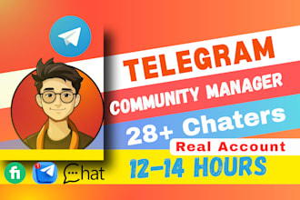 be telegram community manager or admin with 28 chatters in crypto project