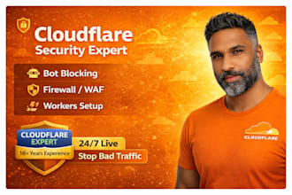 setup cloudflare bot blocking, firewall waf rules and workers