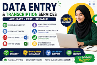 do data entry PDF conversion and hindi  english and urdu transcription