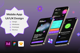 mobile app design, web design, UI UX design, wireframes, prototypes, figma, xd