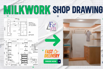 do millwork shop drawings,furniture,kitchen with autocad