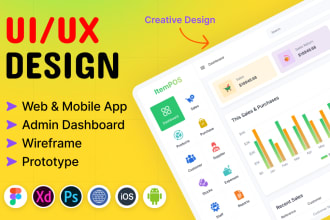 do website ui ux design, dashboard ui ux design, mobile app ui ux design