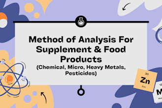 develop method of analysis for food and supplement products
