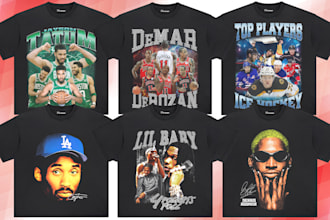 create bootleg rap tee nba NFL all sports graphic t shirt design