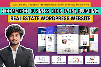design ecommerce, business, blog, event, plumbing, real estate wordpress website