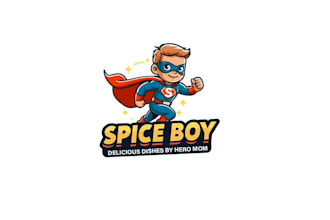superhero spice boy restaurant logo design