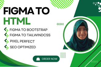 convert figma to html, CSS, bootstrap 5, tailwind CSS, javascript