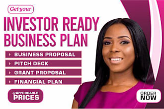 write business plan for investors, startups, and grants