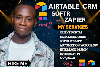 setup airtable softr  web app airtable database make automation client portal