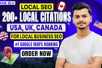 do 200 USA, UK, and canada local citations for gmb ranking and local SEO