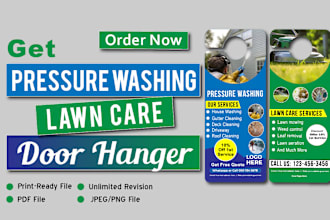 design pressure washing and lawn care door hanger