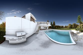 make realistic 360 degree interior and exterior panoramic renders