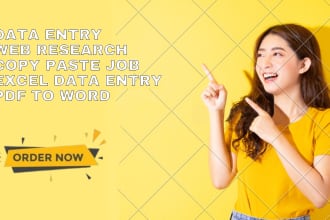 do fast data entry, web research, copy paste job accurately in low price