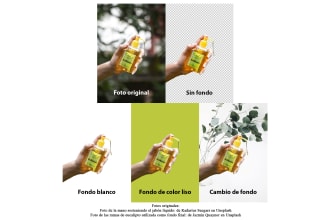 eliminar fondos de 3 fotos, y si se necesita, se colocarán fondos nuevos