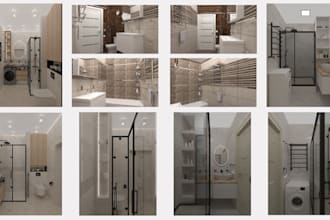 design and 3d visualization of bathroom