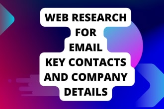 do web research for email, key contacts and company details