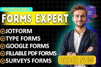 create an online form using jotform, typeform,fill out online survey