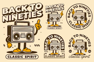create rubber hose vintage retro cartoon illustrations