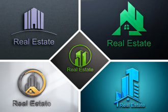 create modern attractive real estate and marketing agency logo